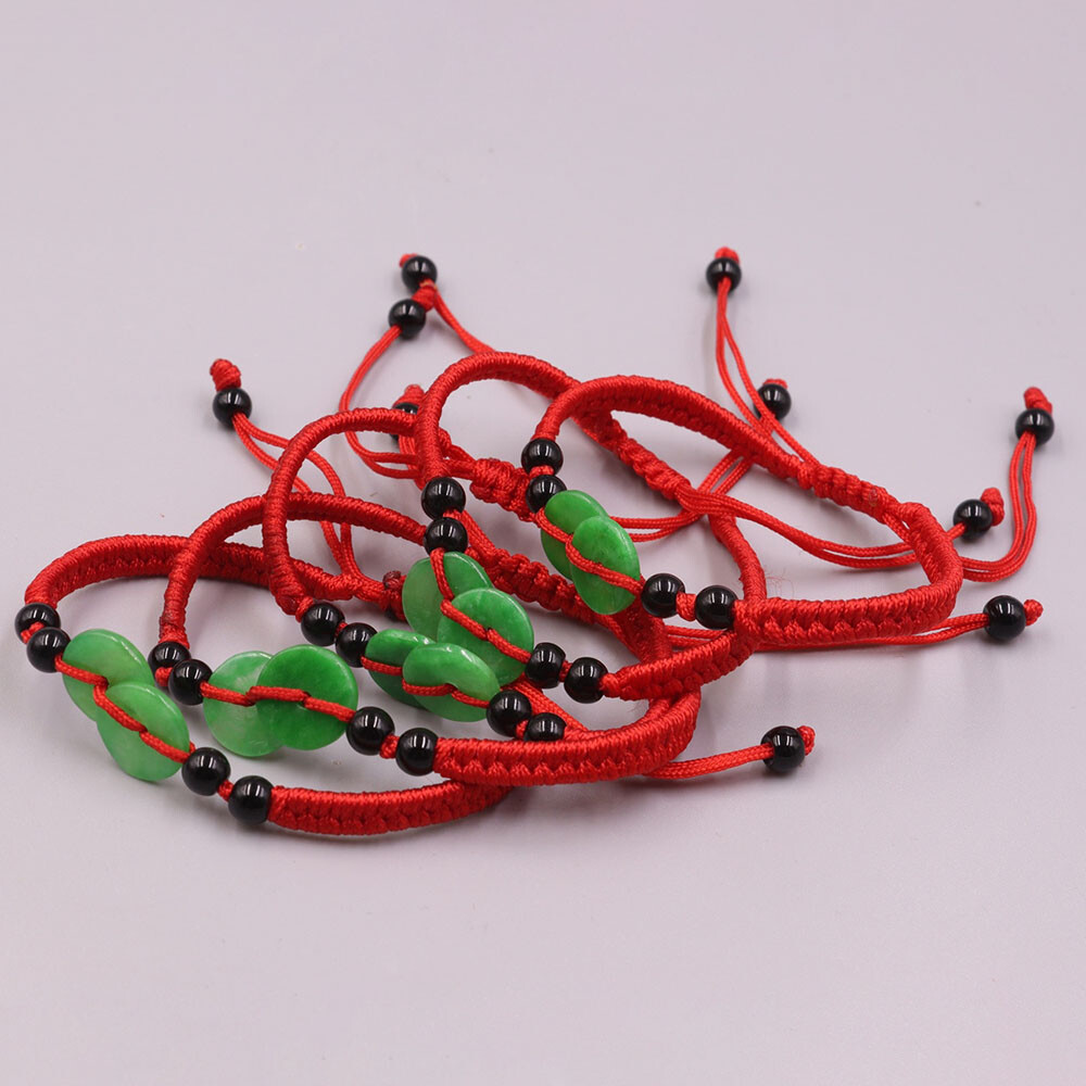 5pcs Natural Grade A Jade Women Gift Lucky Circle Peace Beads Bracelet