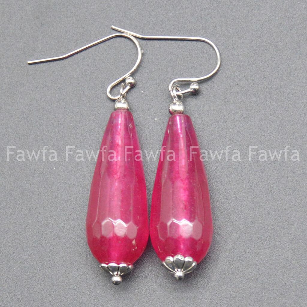 11x27mm Faceted Multicolor Mixed Gems Teardrop Beads Silver Hook Dangle Earrings