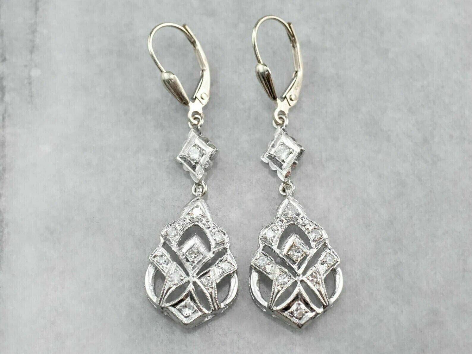 1.50Ct Round Cut Simulated Diamond Drop/Dangle Earring In 14k White Gold Plated