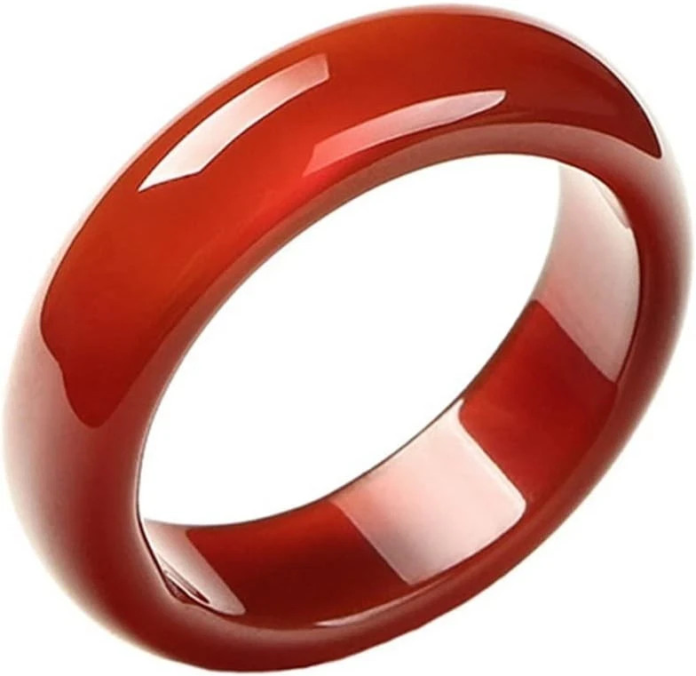 Natural Chalcedony Red Jade Hand-carved Size 7 Ring Fashion Jewelry w/Gift box