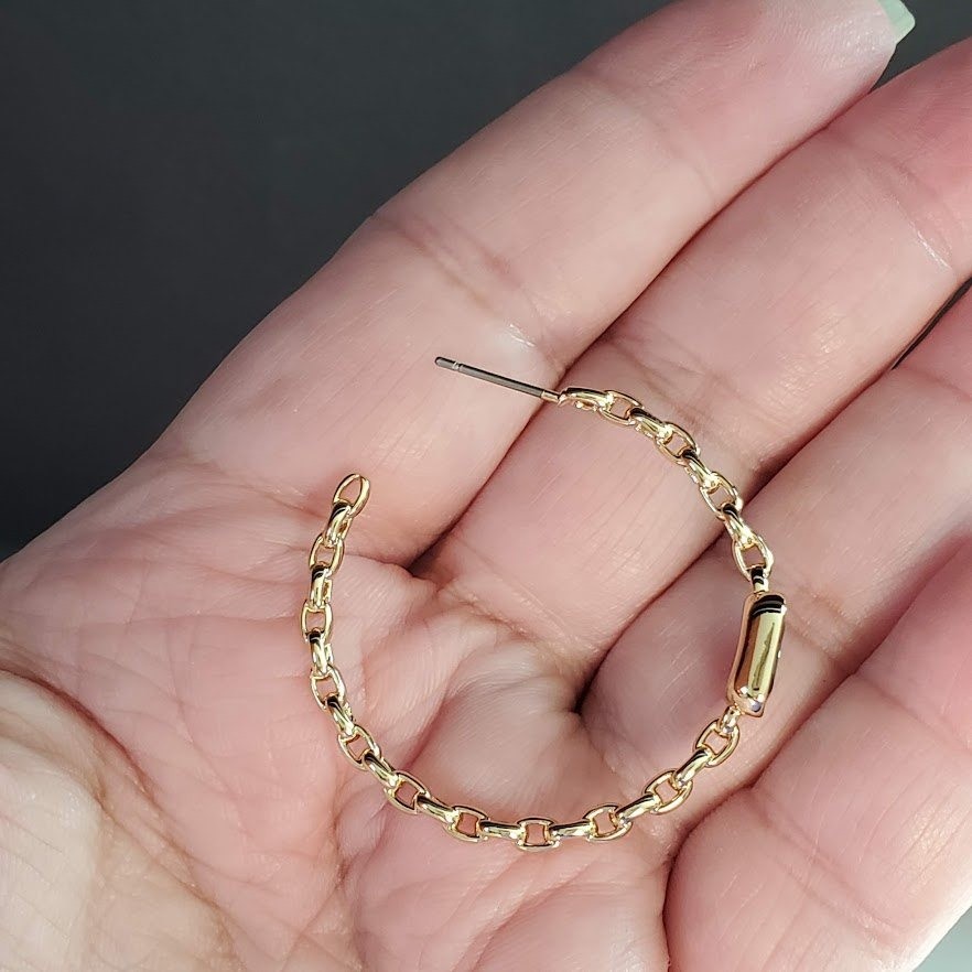 Bomb Party June 2025 Birthday Subtle Statements Alexandrite Gold Chain Hoops