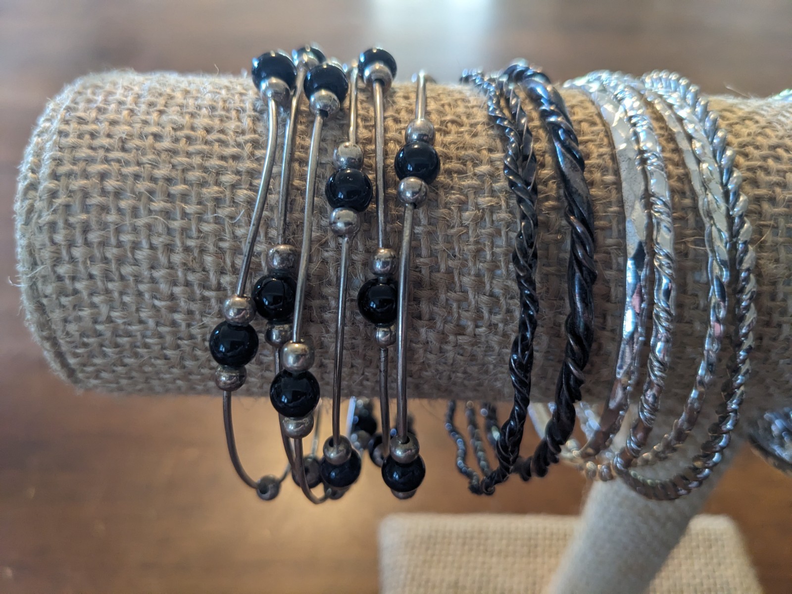 Lot of 24 Women’s Silver Tone, black metal & plastic Bracelets Variety