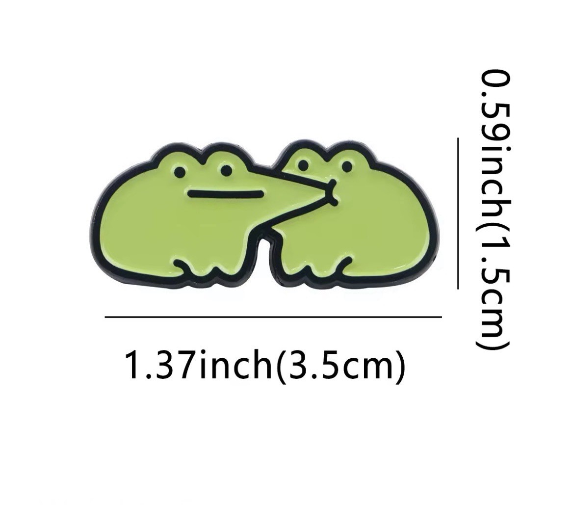 Frogs Hungry Face Style 1pc Pin Rubber Pin Back Frog Pair Eat Brooch Enamel Pin