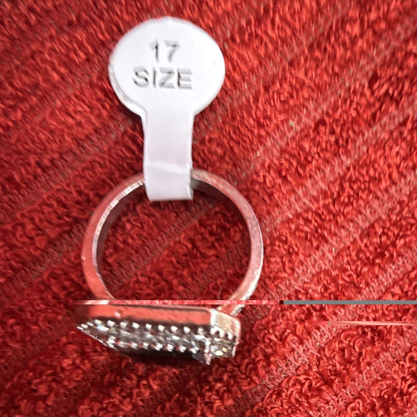 Square Purple Stone Halo Rhinestone Cocktail Ring Silver Tone Metal US size 8.5