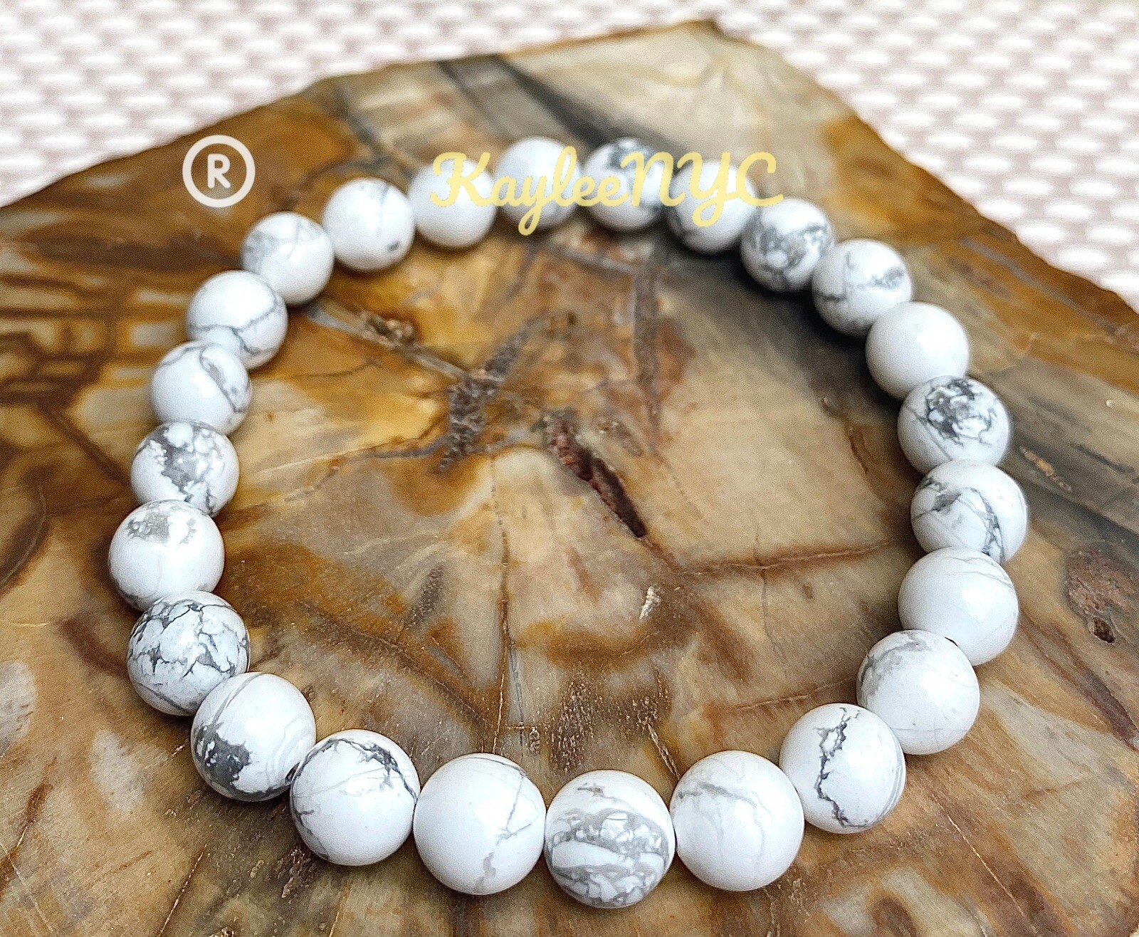 Wholesale Lot 6 Pcs Natural Howlite 8mm 7.5” Crystal Healing Stretch Bracelet