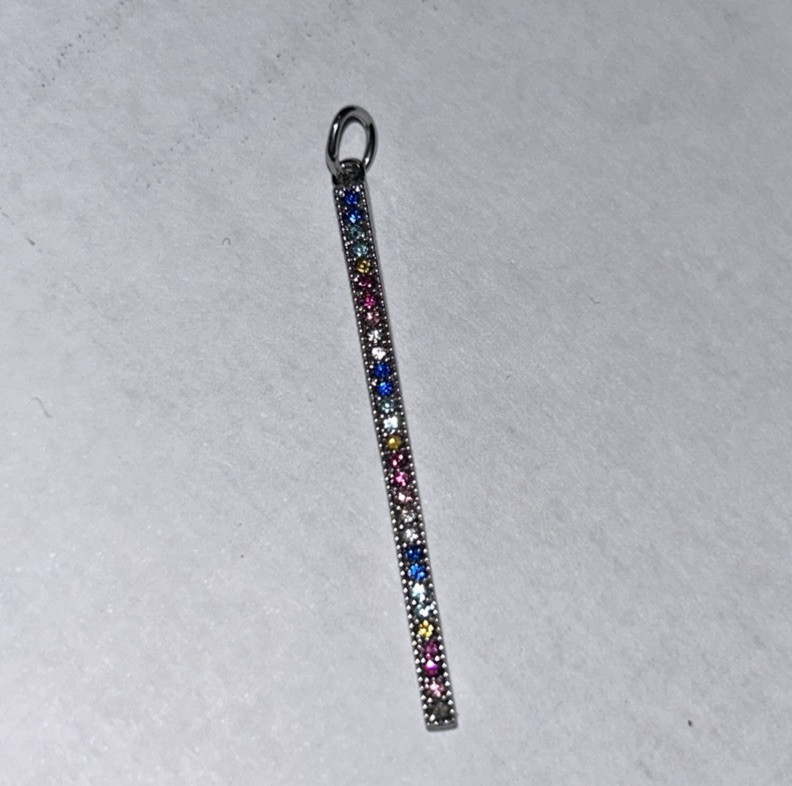 Keep Collective Silver Plated Pavé Crystal Rainbow Bar Pendant -Any Necklace