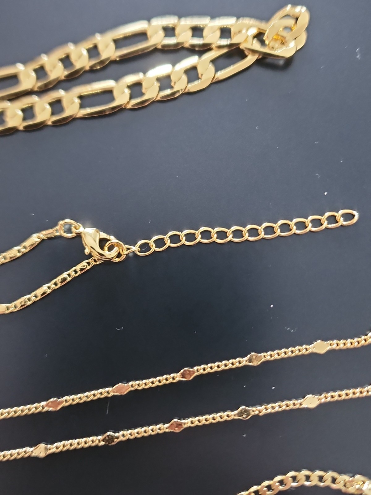 Lot Of 5 Gold Filled Jewelry Bangle Bracelet Figaro Cuban