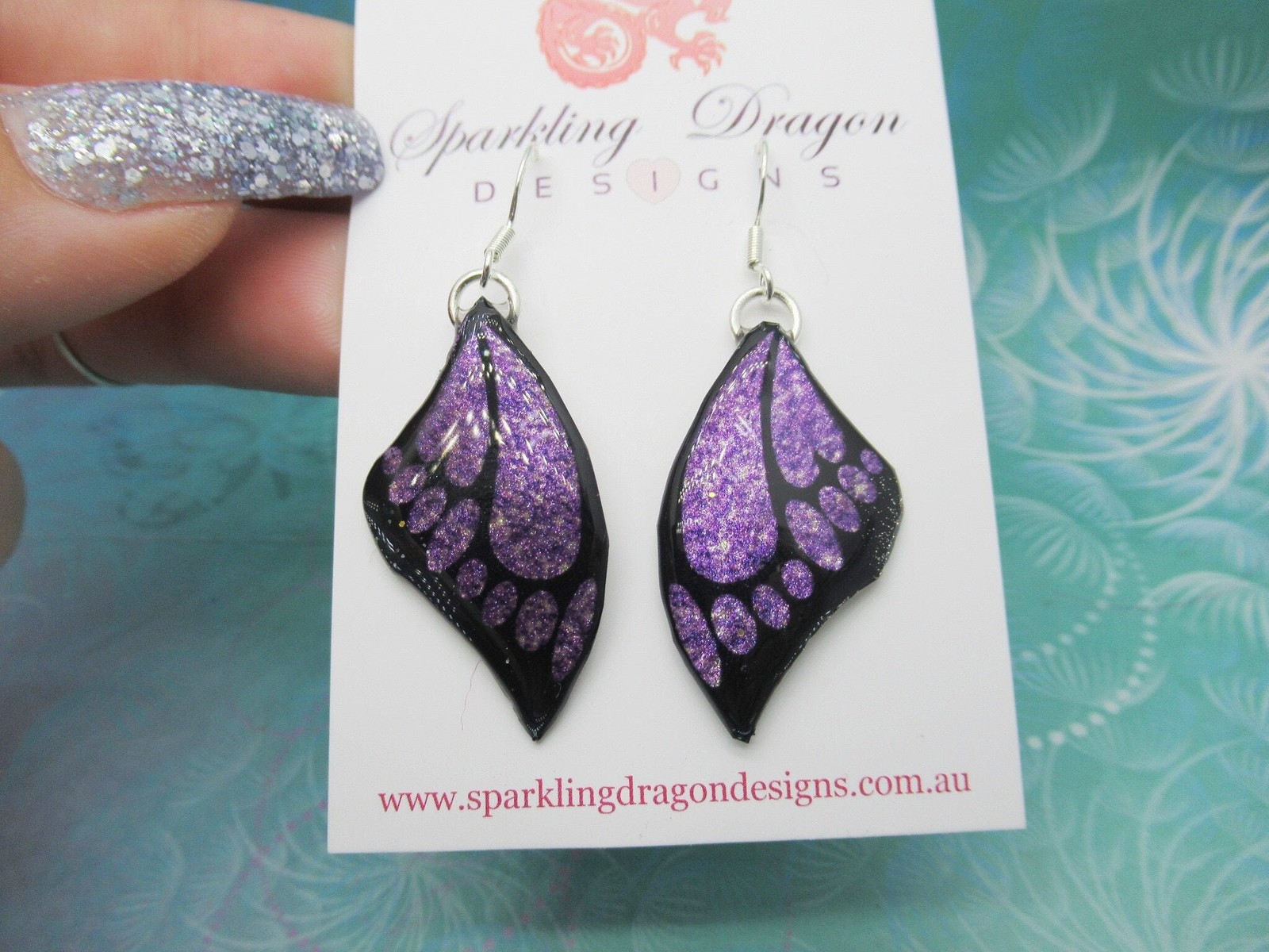 Butterfly Earrings Purple and Black – Fairy Jewellery, Fun Gift for her Fairy