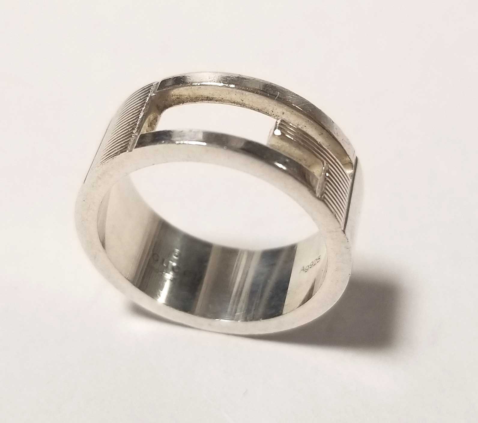 Authentic GUCCI Branded G Ring Cut-out G Logo Silver SV925 Size US 7