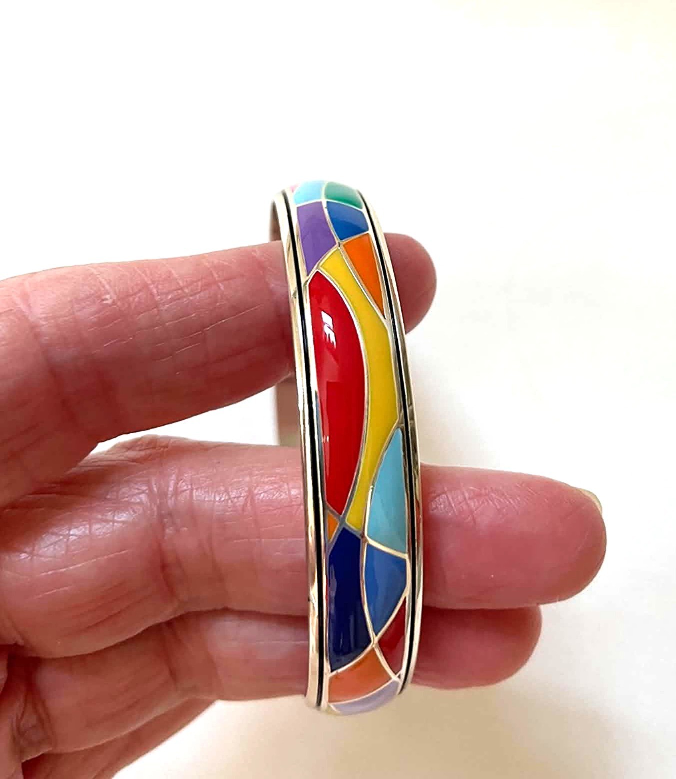 Brighton Colormix Mosaic Enamel Set Reversible Pendant + Bangle + Earrings