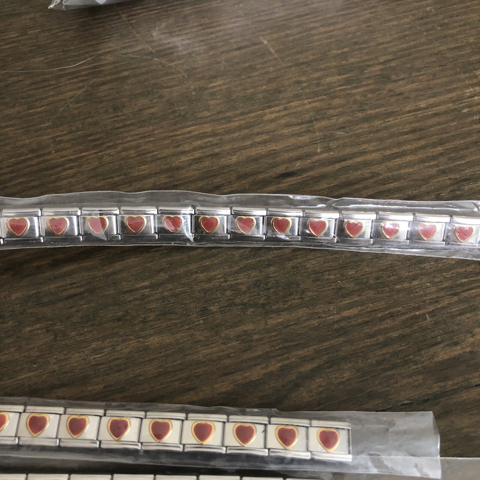 NOS Enameled Red Heart Italian Charm Modular Bracelet Link 9mm