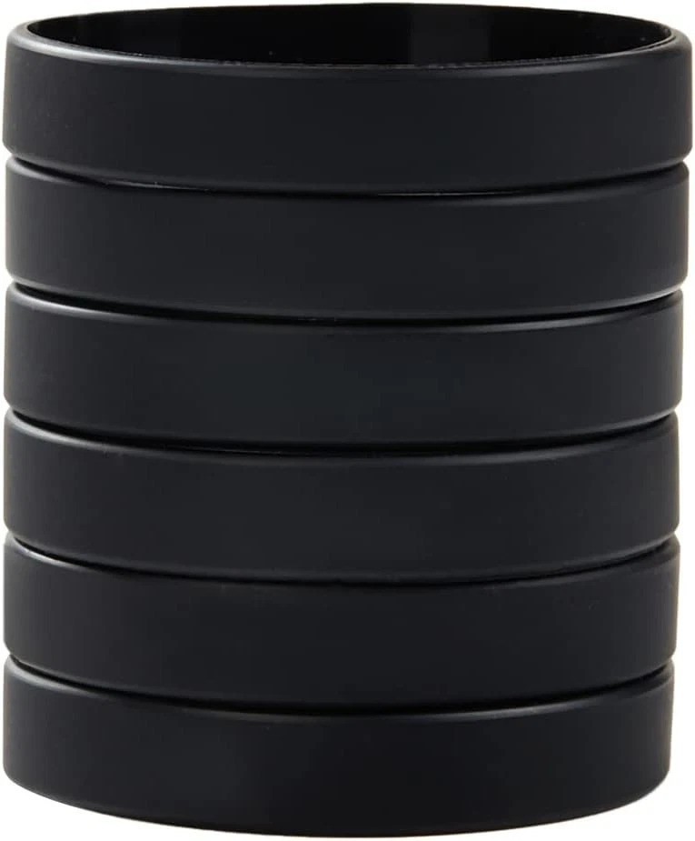 Versatile 6-Piece Black Silicone Wristbands – Ideal for Parties, Sports & Gifts
