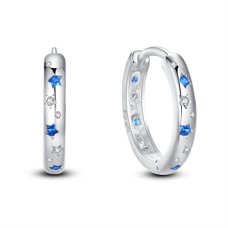 PANDACH 925 Sterling Silver Gold Star & Moon Tiny Huggie Hoop Earrings For Women