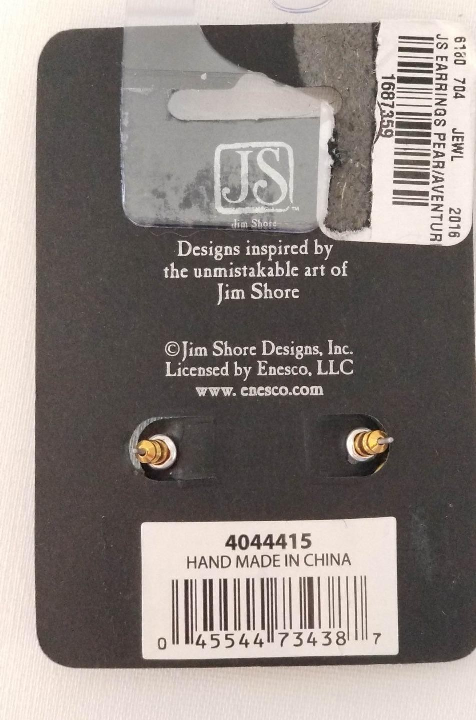 Jim Shore Green Pear Earrings Dangle Drop Pierced Post Semi-Precious Stones NEW
