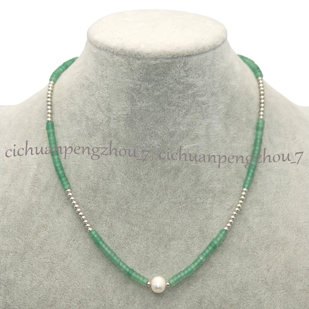 2x4mm Rondelle Green Aventurine Spacer White Pearl Necklace Bracelet Ring Set