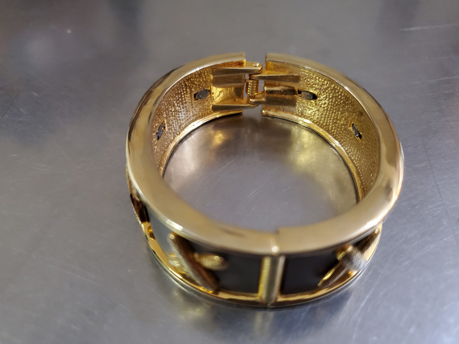 Women’s Cuff Fashion Bracelet Silver & Gold Tone Approximately 6.5 in