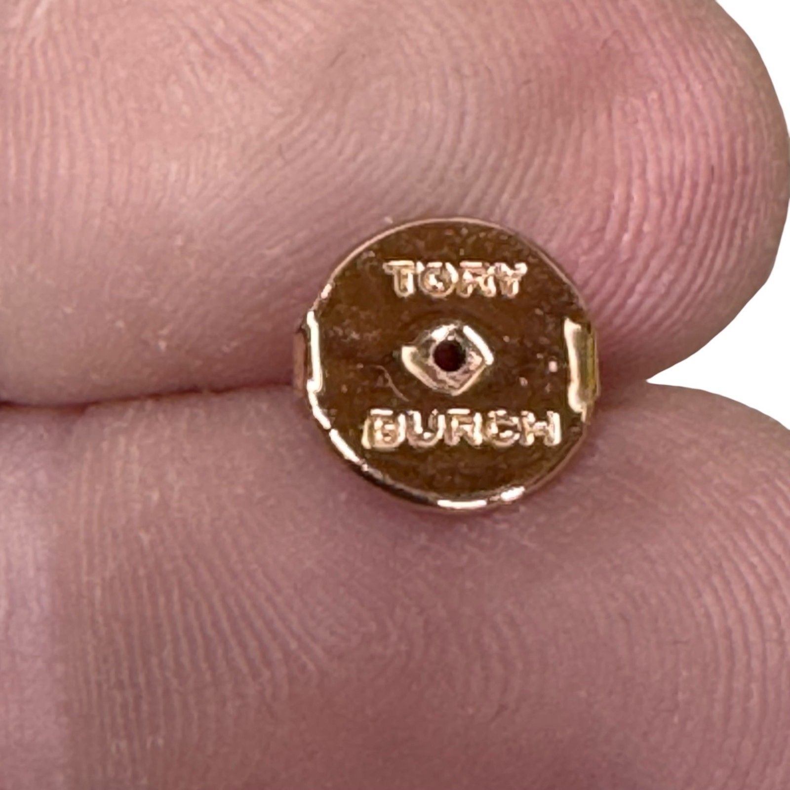 Tory Burch Rose Gold Logo Stud Earrings Pierced Ears Everyday Wear Signed