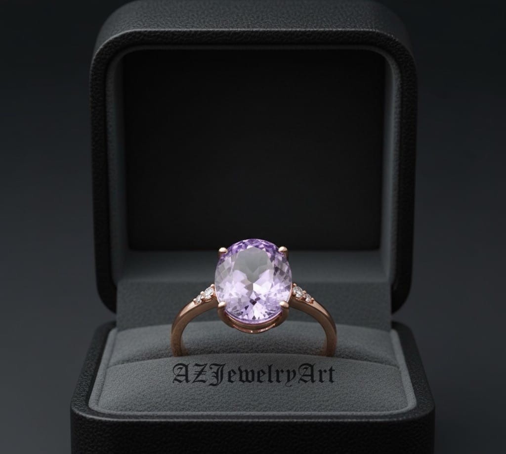 Lavender Sapphire Oval Cut Ring 925 Sterling Silver Women’s Engagement Ring.