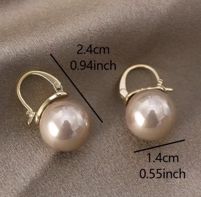 Classic Gold Plated Champagne Pearl Earrings