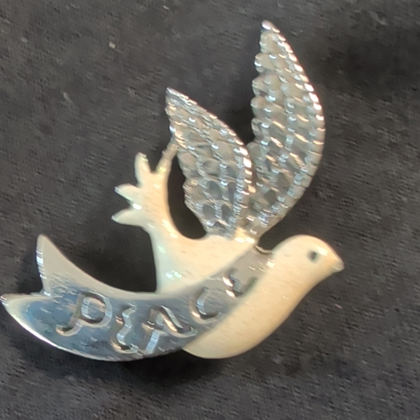 Silver Tone Metal Enamel Clear Rhinestone Peace Dove Brooch Pin, 2 in