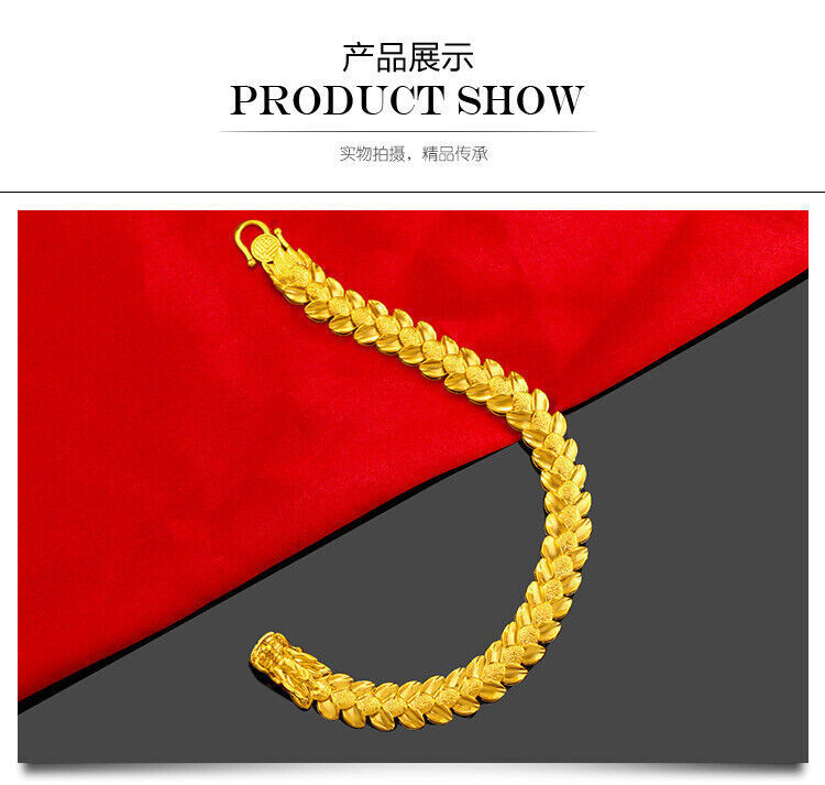 Men’s Dragon 22k 23k 24k Thai Baht Yellow Gold Gp Bracelet 8.2inch30g