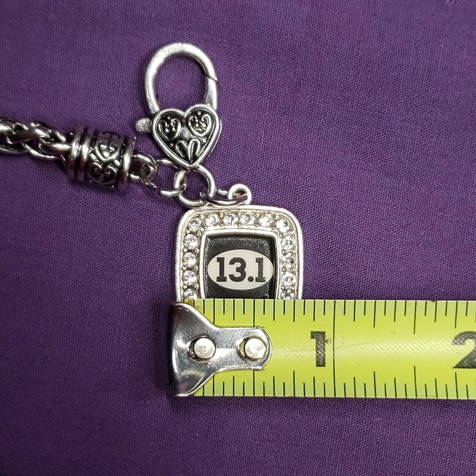 Inspired Silver Braided Chain Bracelet w/ “13.1” Half Marathon Charm, on card