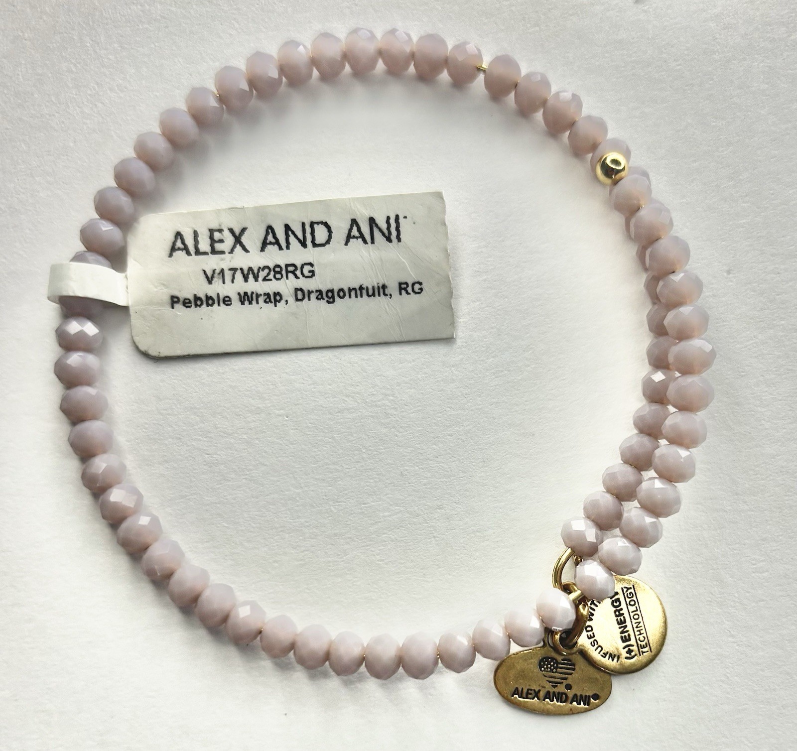 Alex and Ani Adjustable Rose Gold & Pink Beaded Dangle Charm Bracelet V17VY28RG