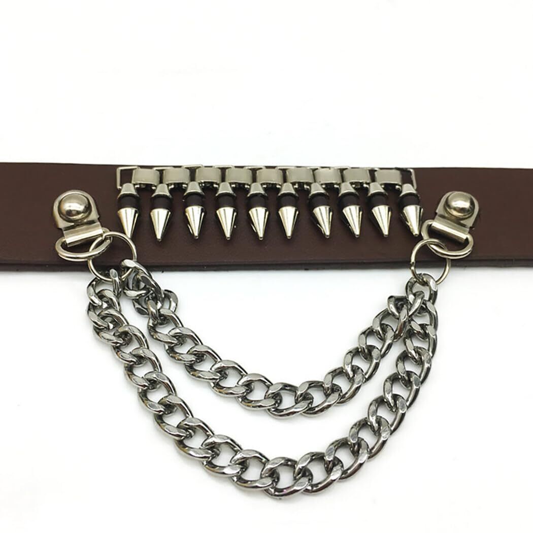 Punk Alloy Rivet Bracelet Bullet Wristband Chain Leather Cuff Bracelet Best Gift