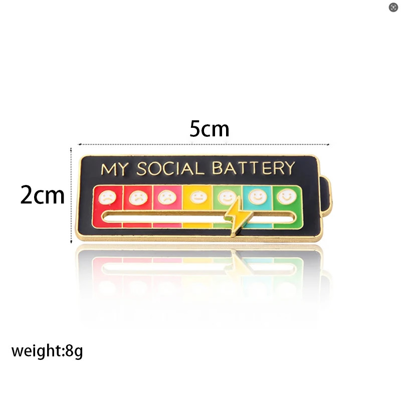 Mood Conversion Energy Brooch for Women Men My Social Battery Badge
