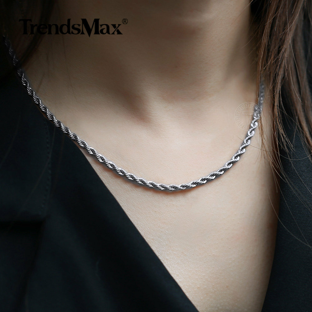 3/5/7mm 22″ Men’s Gold Plated Twisted Rope Link Chain Stainless Steel Necklace
