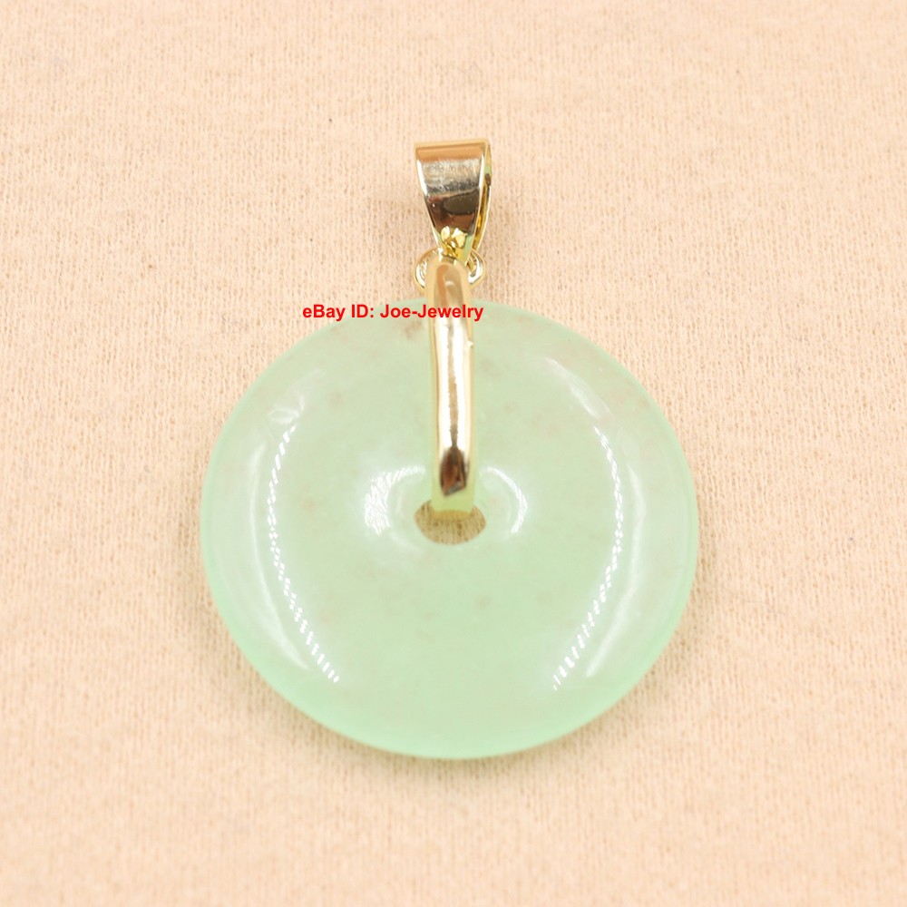 NEW Yellow GP Alloy Pendant Heated Light Green Jade Safe Circle – Lucky Amulet