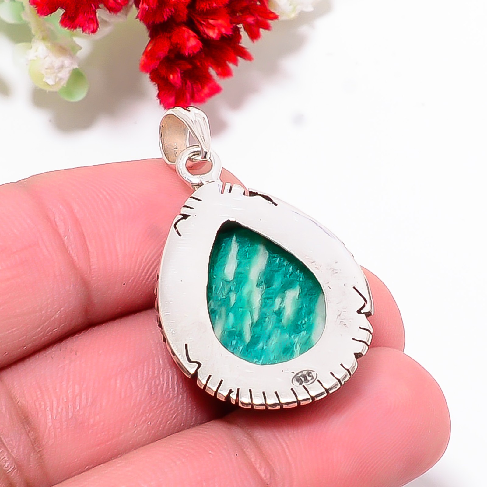Amazonite – Colorado Mines Designer Handmade 925 Sterling Silver Pendant 1.5″ P8