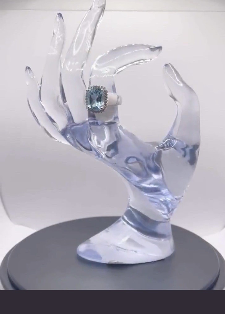 TIMELESS SWISS BLUE TOPAZ AND WHITE TOPAZ SILVER RING [SIZE 7]