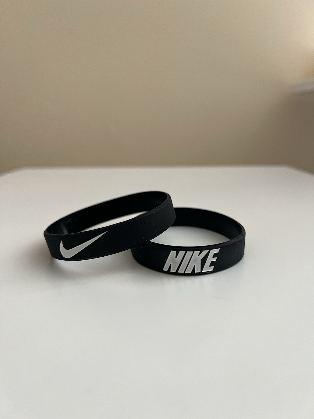 One Nike Silicone Wristband Bracelet / Black with White