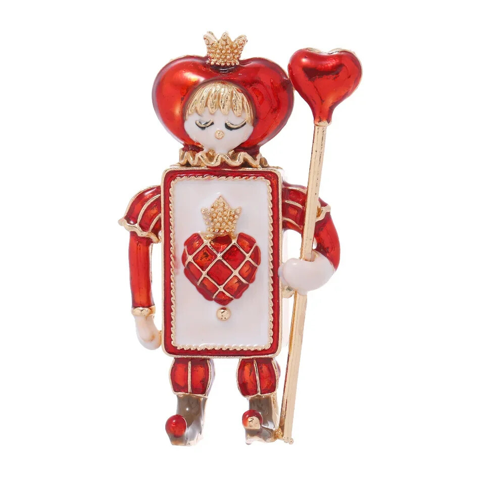 Cute Vintage Spades Soldier Robot Nutcracker Enamel Brooch Christmas Pin