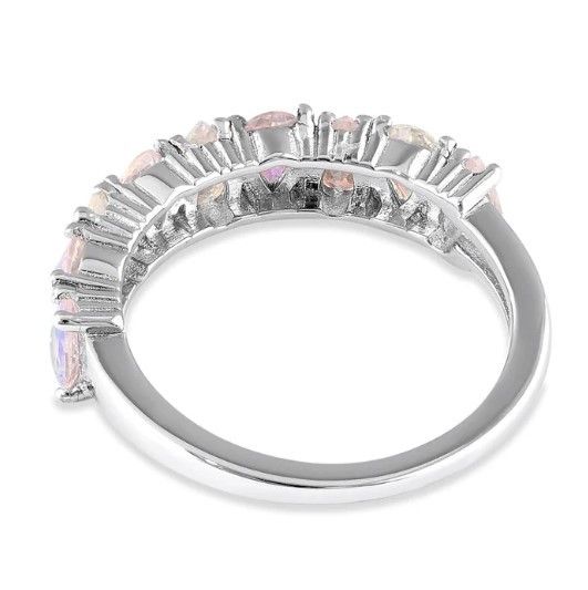 Simulated Mercury Mystic Topaz Ring Cubic Zirconia 925 Sterling Silver