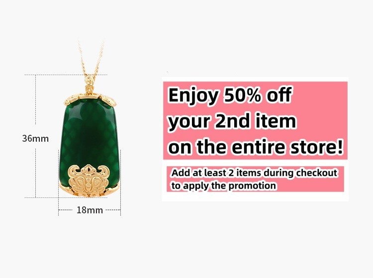 Green Jade Retro Pendant Necklace Charm 18K Gold Plated Chain Dainty Gemstone