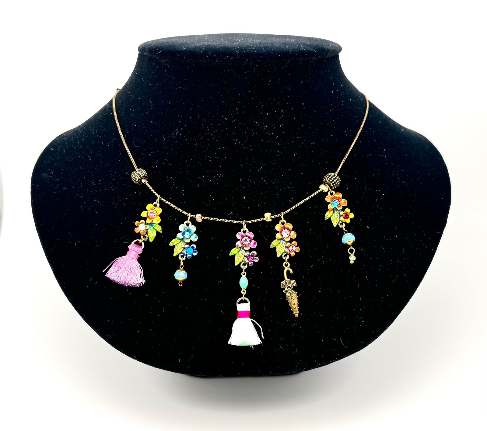 Beautiful Necklace With Small Pendants Crystals By Michal Negrin Unique.