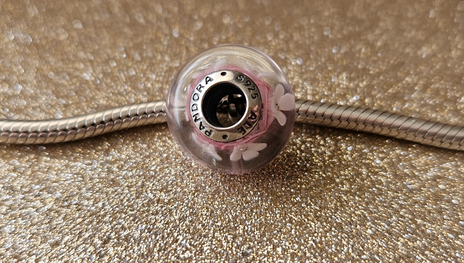Authentic Pandora Pink Field Of Flowers Murano Charm