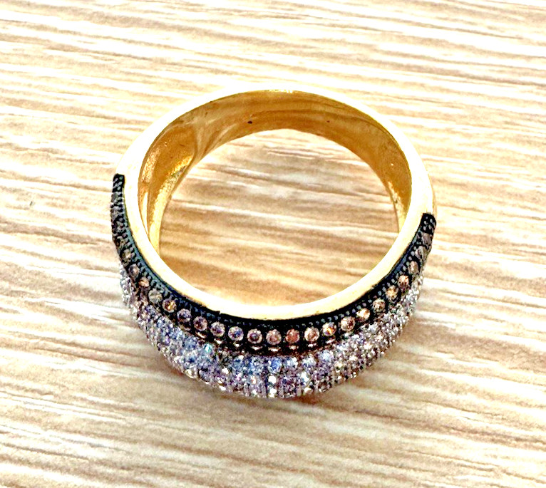 Women Black and White Ring Plated Size 8 with CZ