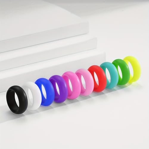 10-Pack Hypoallergenic Silicone & Rubber Ring Set for Women – 8mm Wide 6