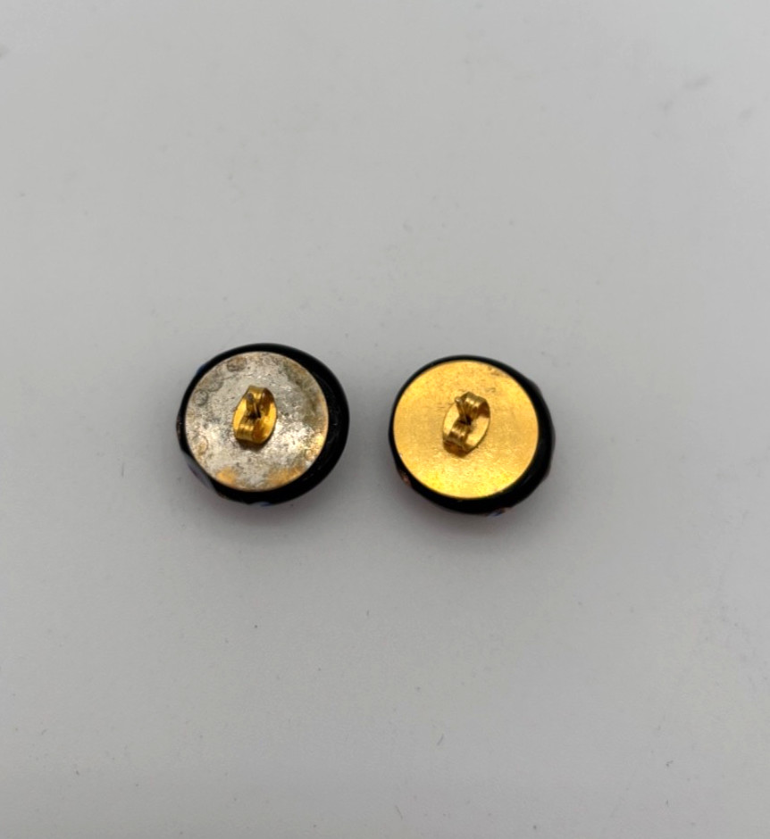 Vintage Handcrafted Glass Stud Earrings with purple and gold swirls