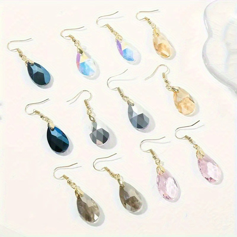 6/12/18Pairs Crystal Drop Earrings Bride Womens Suits Teardrop Druse Dangle Gift