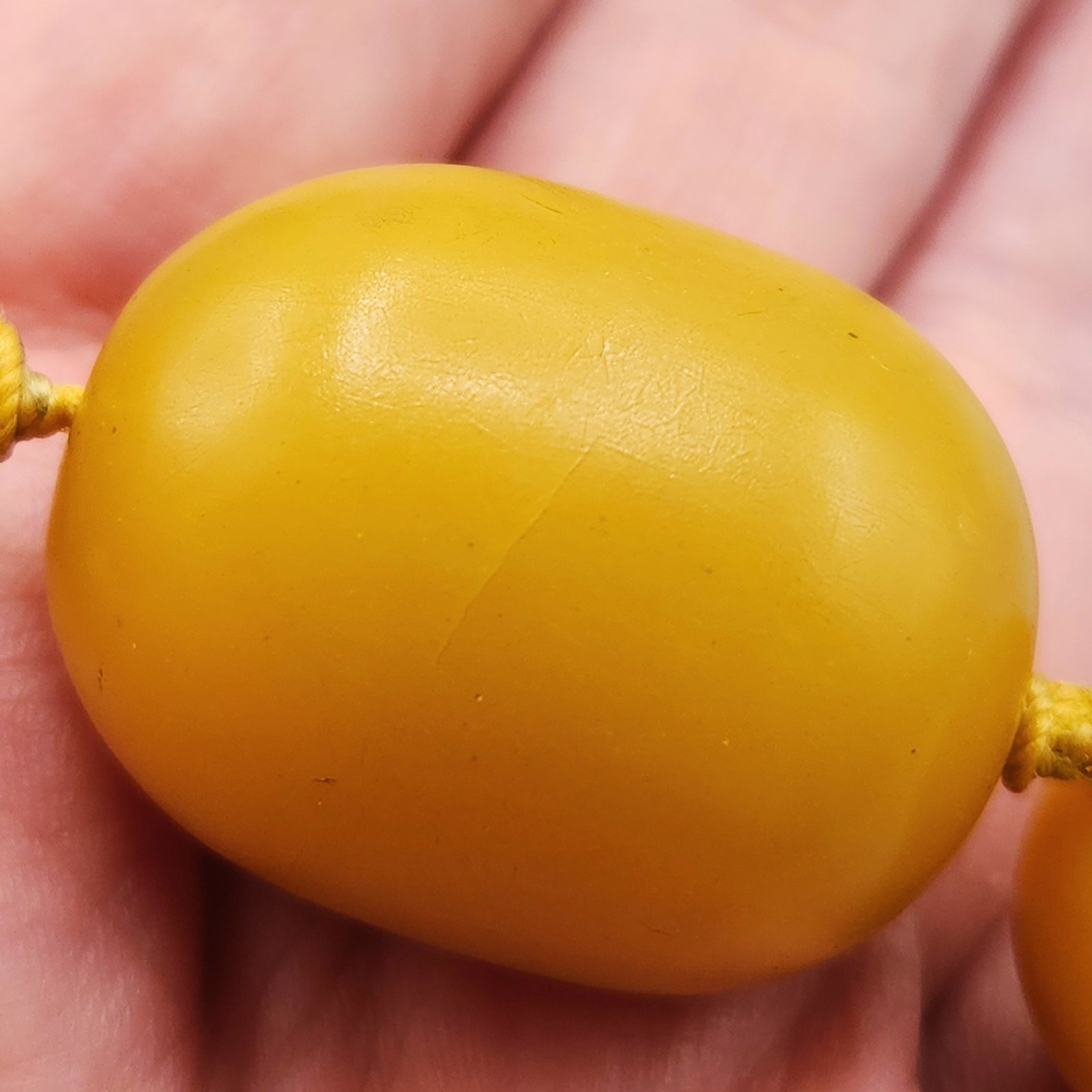 VTG Large Amber Butterscotch Faturan Composite Bakelite Bead Necklace 32″ 108.8g