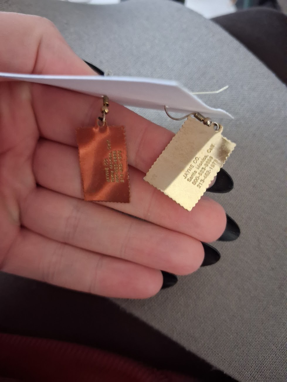 “Love” Stamp dangle earrings