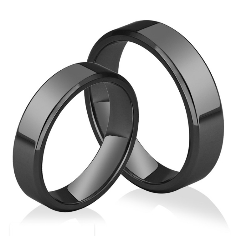 6mm Women Men Black Titanium Stainless Wedding Lover Couple Ring Gift Sz 5-13