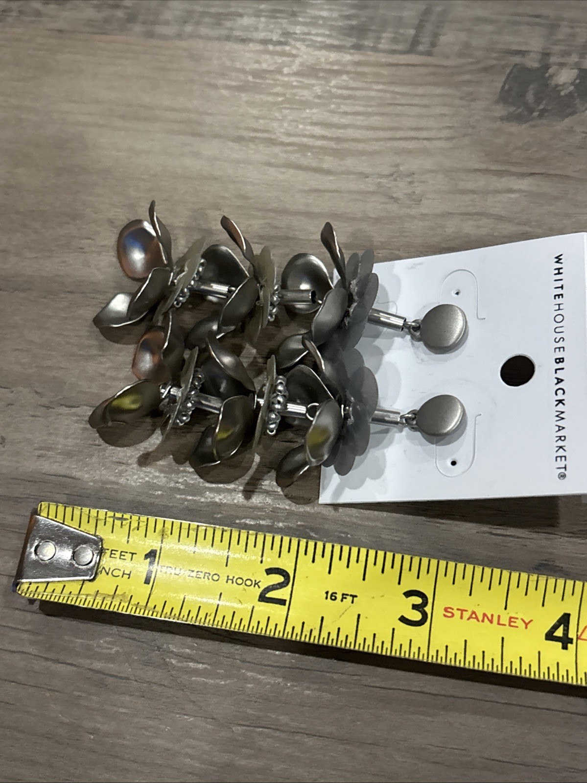 Whit House Black Market Waterfall Flower Drop Earrings Silver Tone