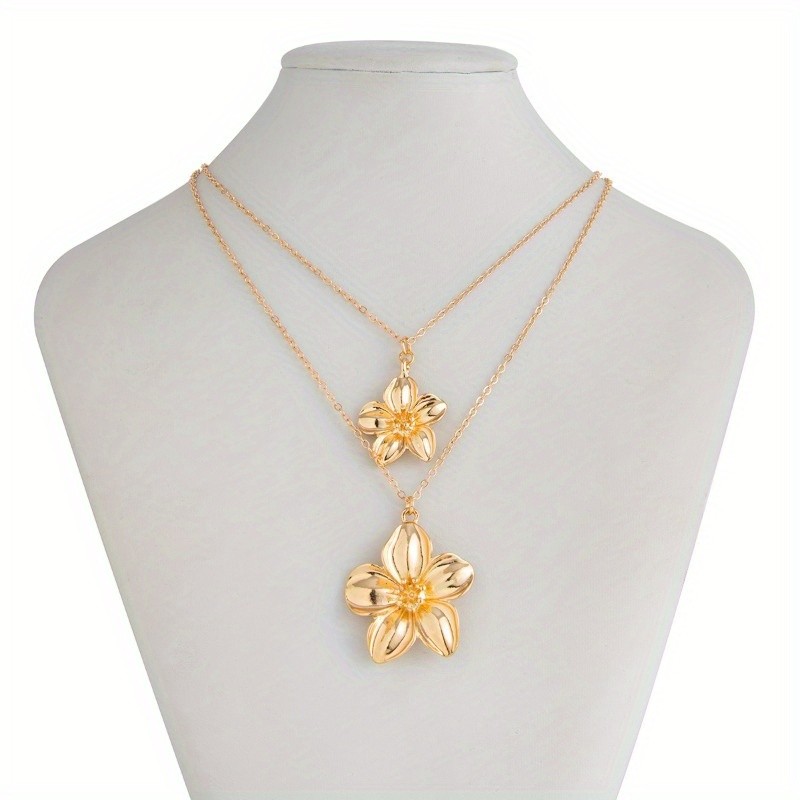 Women’s Jewelry Set Flower Pendant Ear Studs Necklace Alloy Fashion Gift