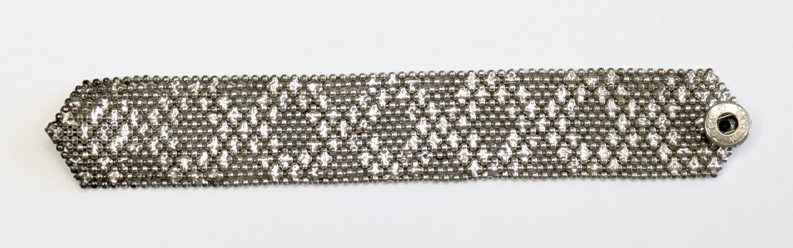Liquid Metal Silver Tone Snap Closure 1 1/8″ Wide Statement Bracelet 7″ Long