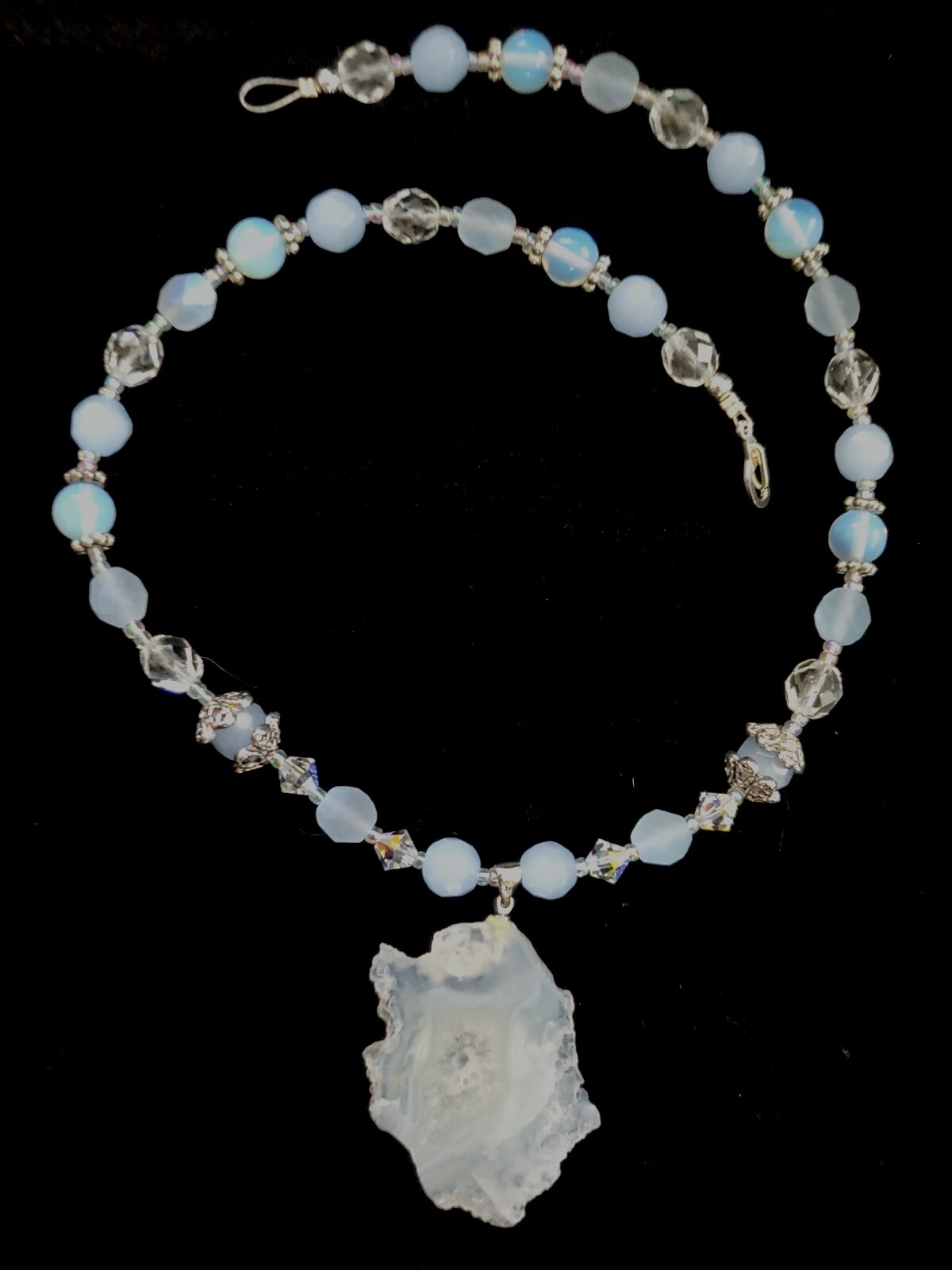 Magical Opalite/Chacadony necklace w/ pendant 17″ Handmade, Great gift 💜